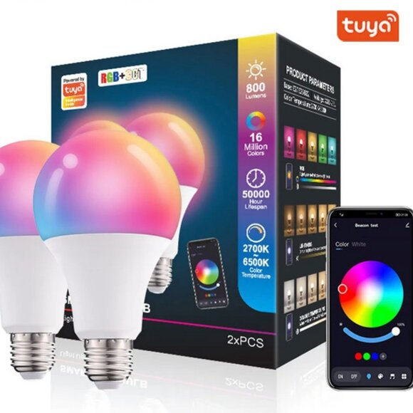 (2Pack) LED TUYA E27 SMART BULB 10W MULTICOLOR DIMMABLE BLUETOOTH/ WIFI BULB - Picture 3 of 13